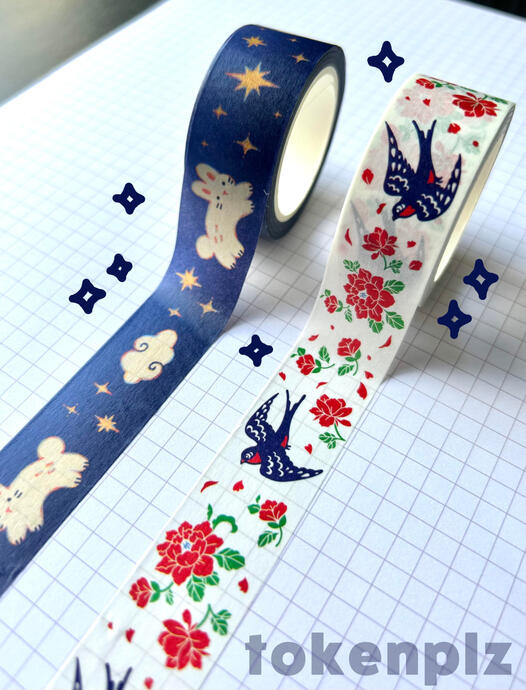 moon bunny and swallows washi tape
